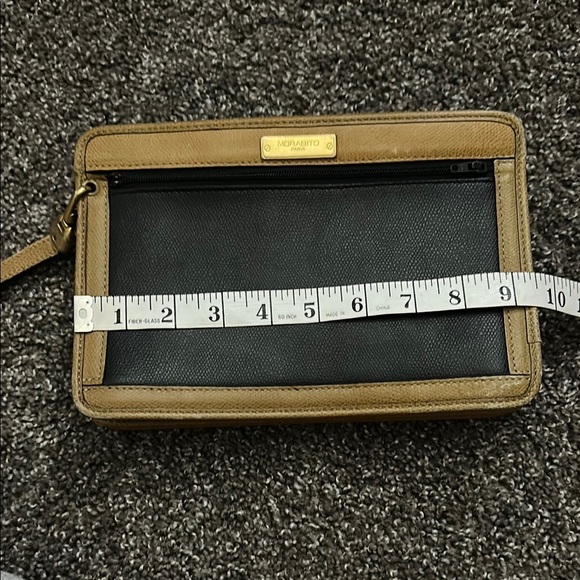 MORABITO PARIS Black & Brown Leather Clutch Bag Cosmetic Hand Bag - Picture 11 of 13